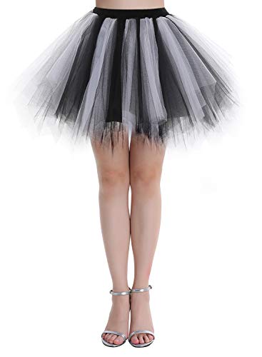 Dressystar Falda de tutú de tul para mujer de la década de los años 50 (15 colores), Todo el año, Asimétricos, Mujer, color negro, blanco, tamaño 48